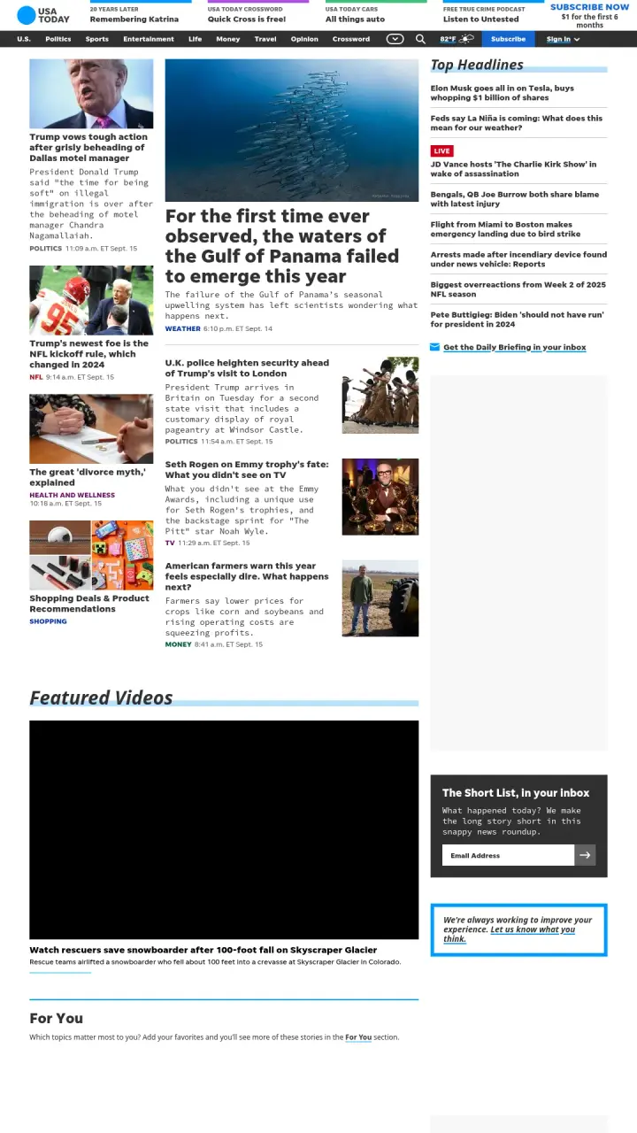 Screenshot of USA Today