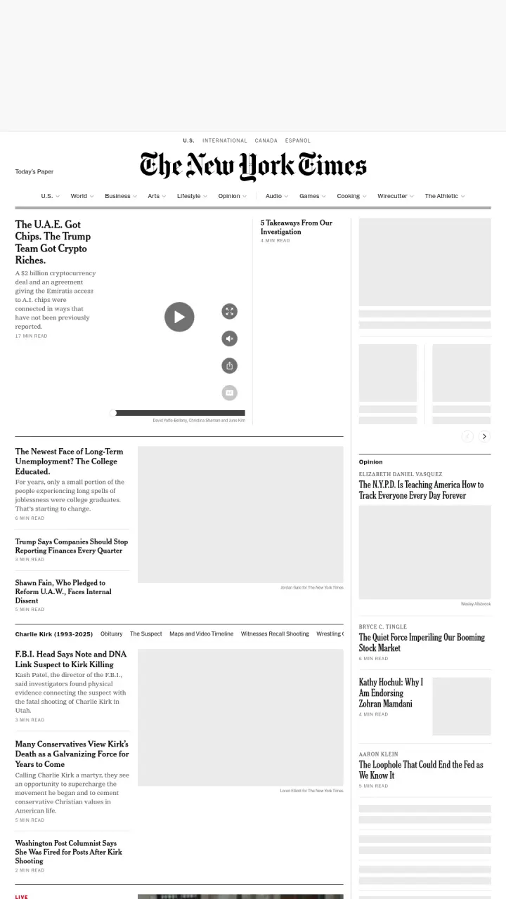 Screenshot of The New York Times