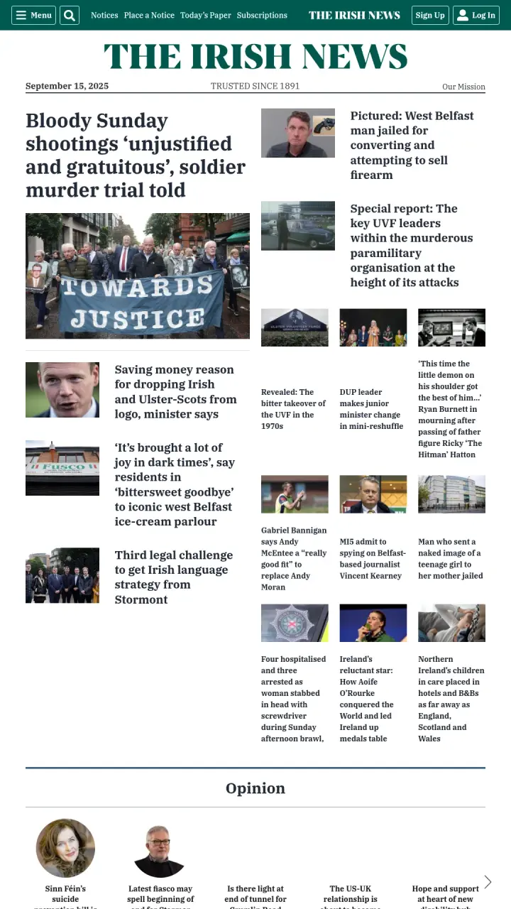 Screenshot of The Irish News