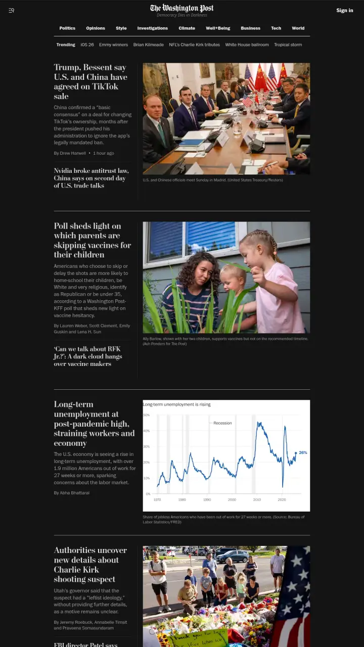 Screenshot of The Washington Post