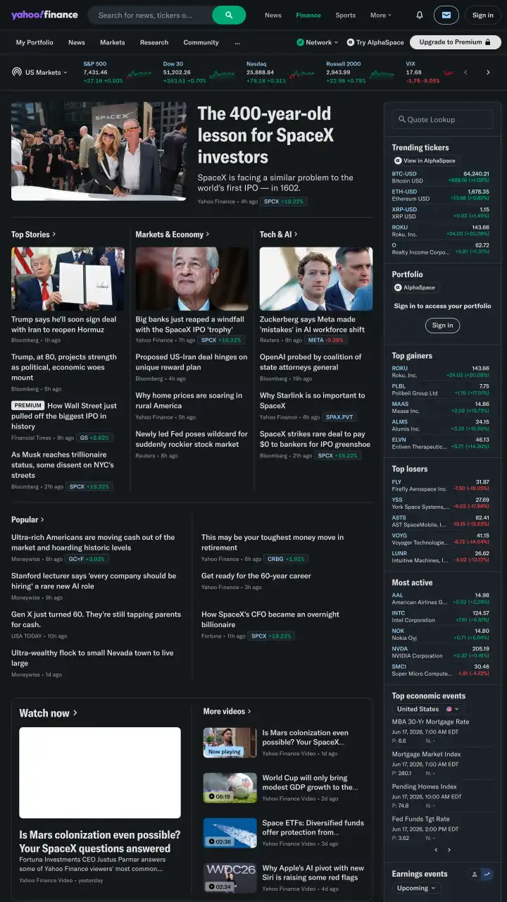Preview of Yahoo Finance