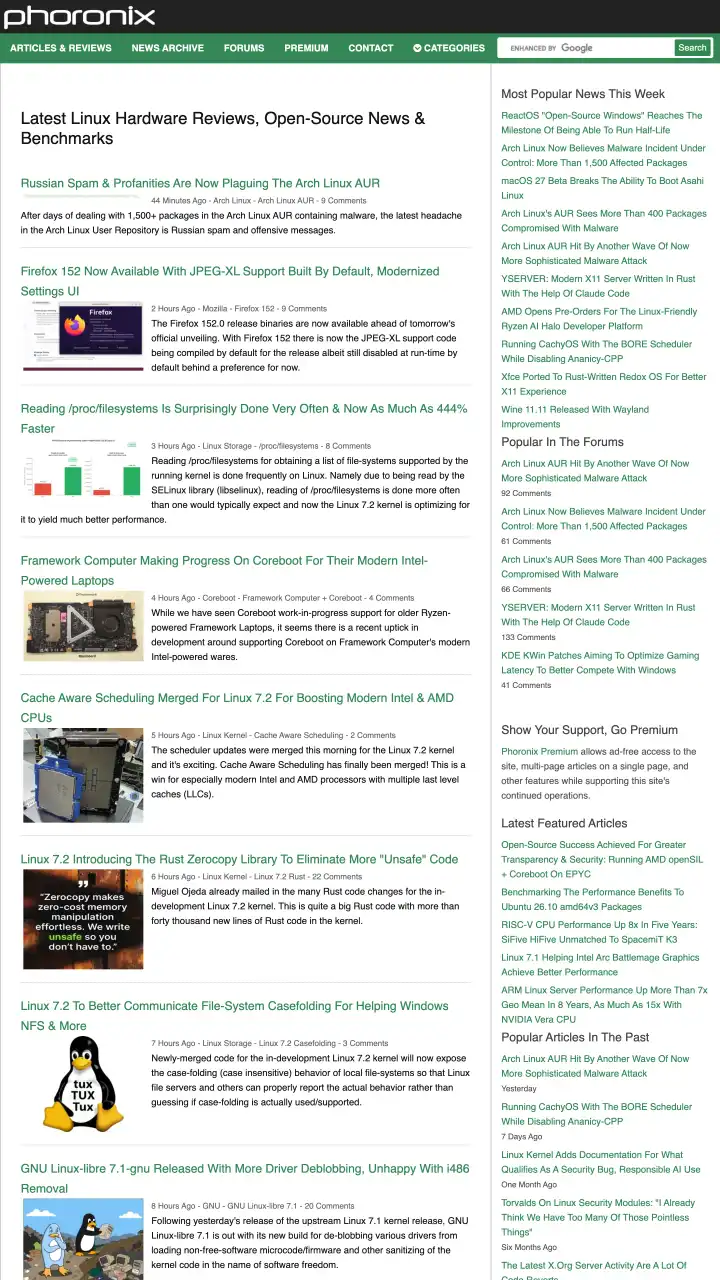 Preview of phoronix.com