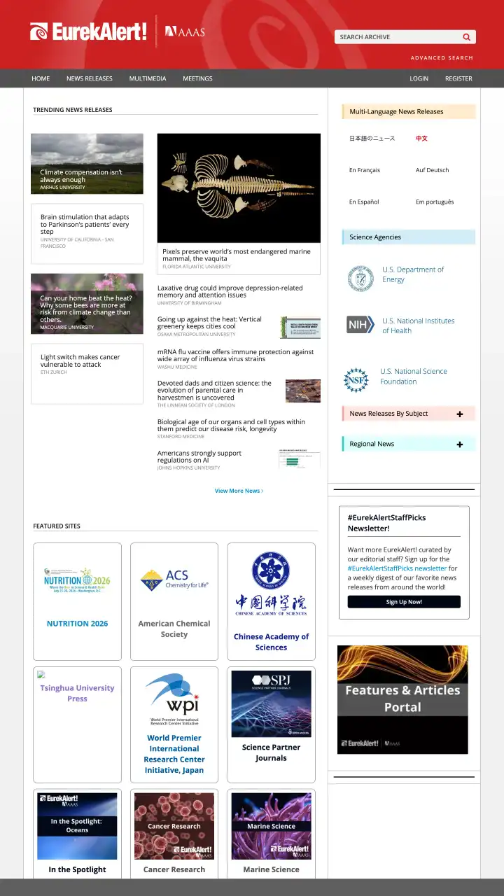 Preview of eurekalert.org