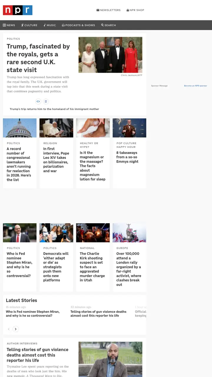 Screenshot of NPR
