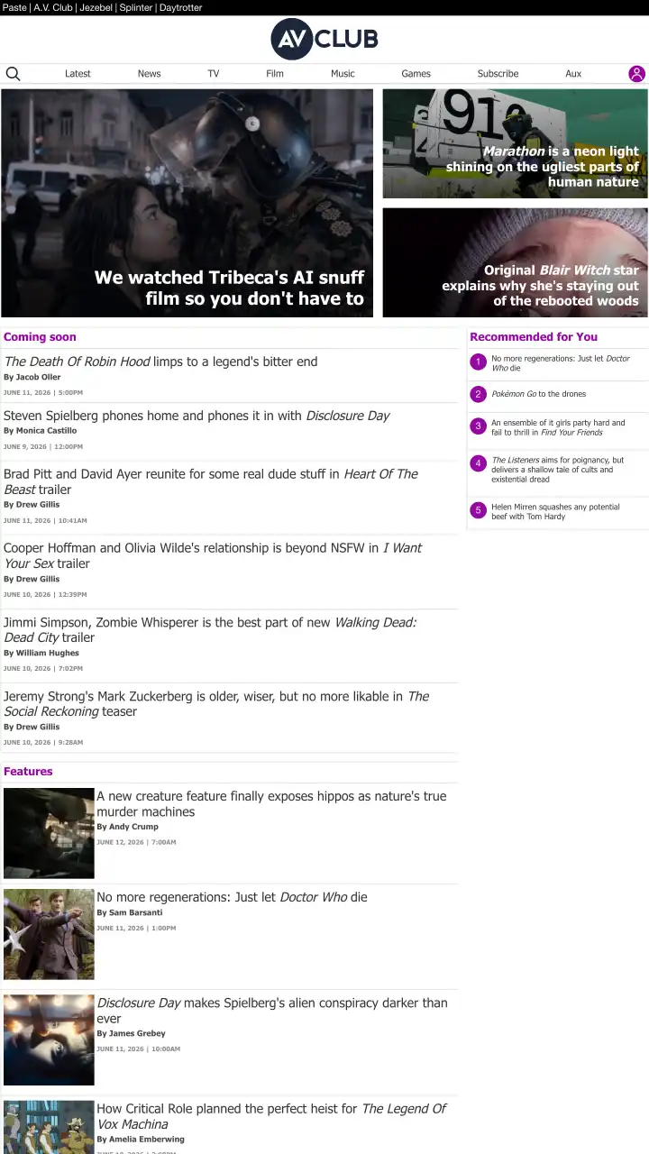 Preview of avclub.com
