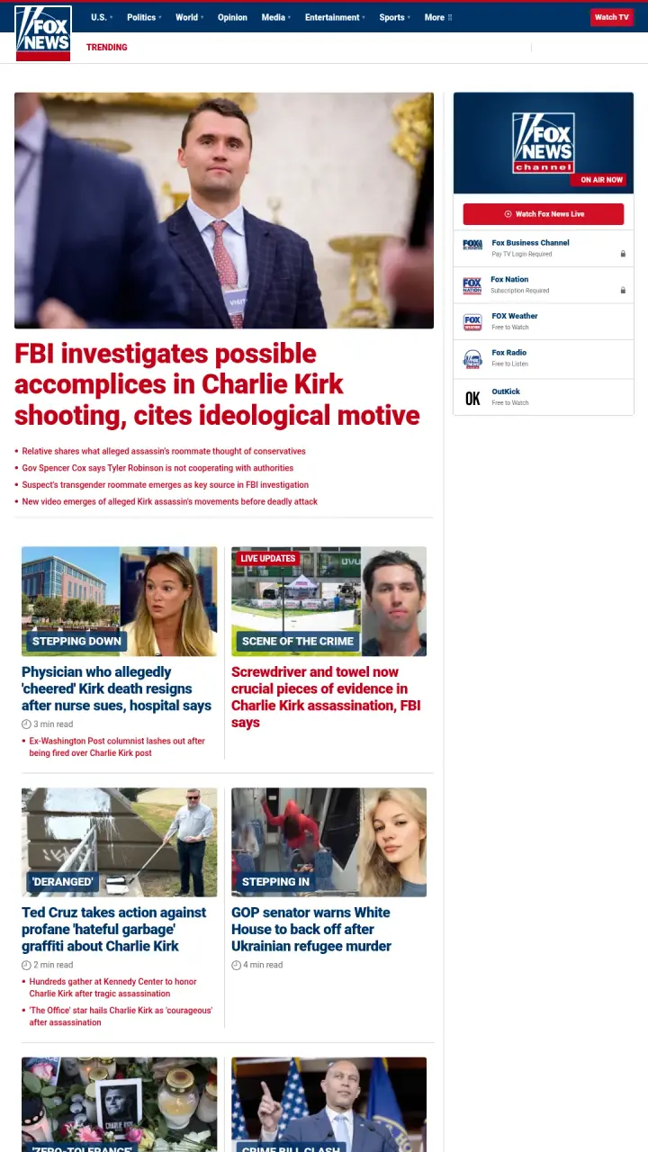 Screenshot of Fox News
