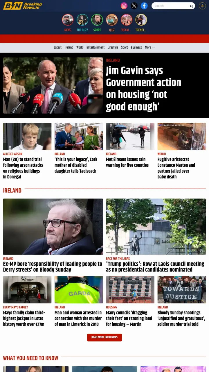 Screenshot of BreakingNews.ie