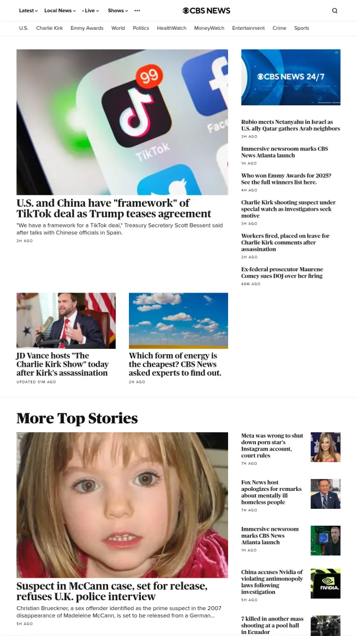Screenshot of CBS News
