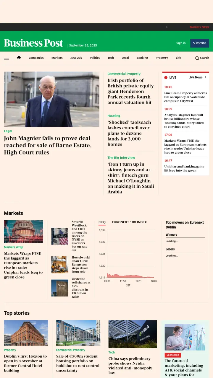 Screenshot of Business Post